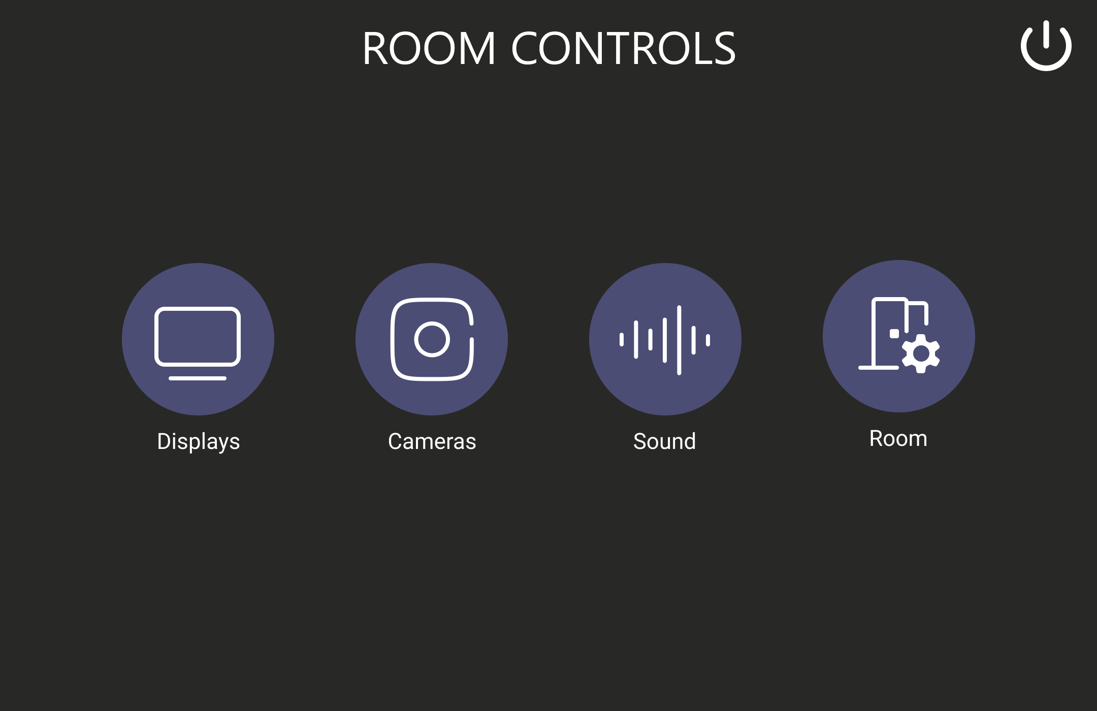 The UCI Kit Basic room-controls screen