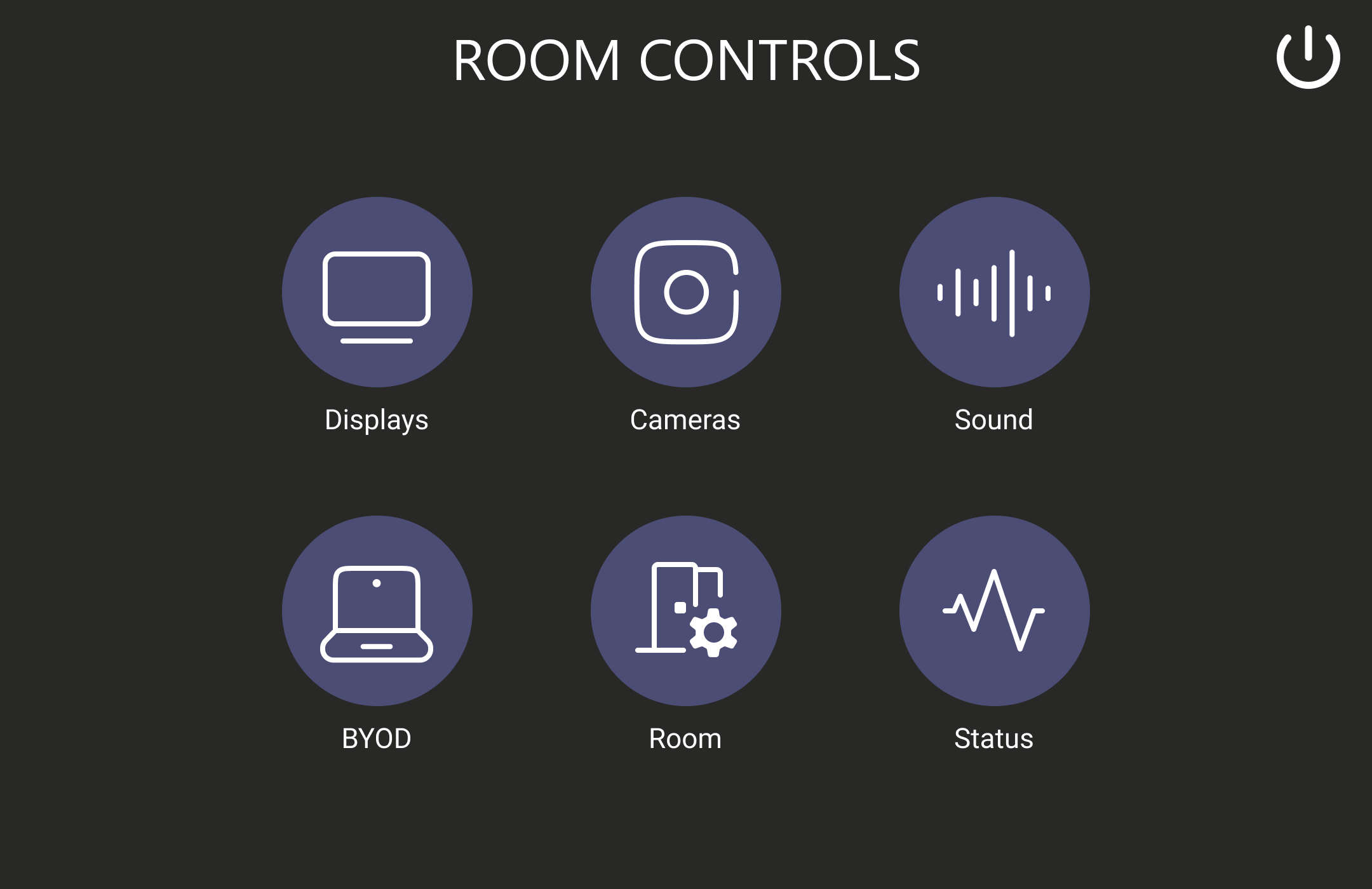 The UCI Kit Pro room-controls screen